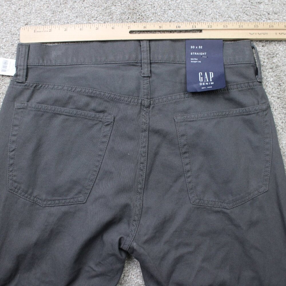 GAP Denim Chino Pants NWT Mens 30x32 Gray Straight Leg Flat Front Mid Rise - Picture 7 of 15